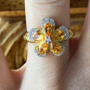 Natural Mandarin Garnet Sterling Silver Ring Size 6